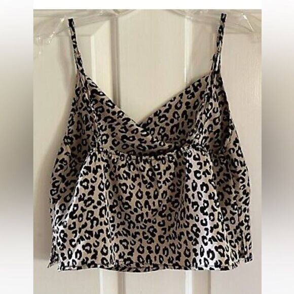 Forever 21 Cheetah Leopard Cropped Strappy Tank Spaghetti Strap Small S - Picture 7 of 9